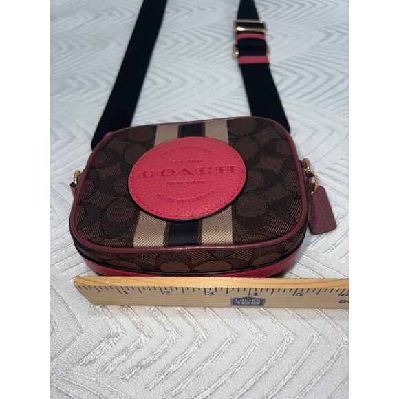 Coach Mini Dempsey Camera Bag Signature Jacquard Stripe With Patch - Picture 5 of 10